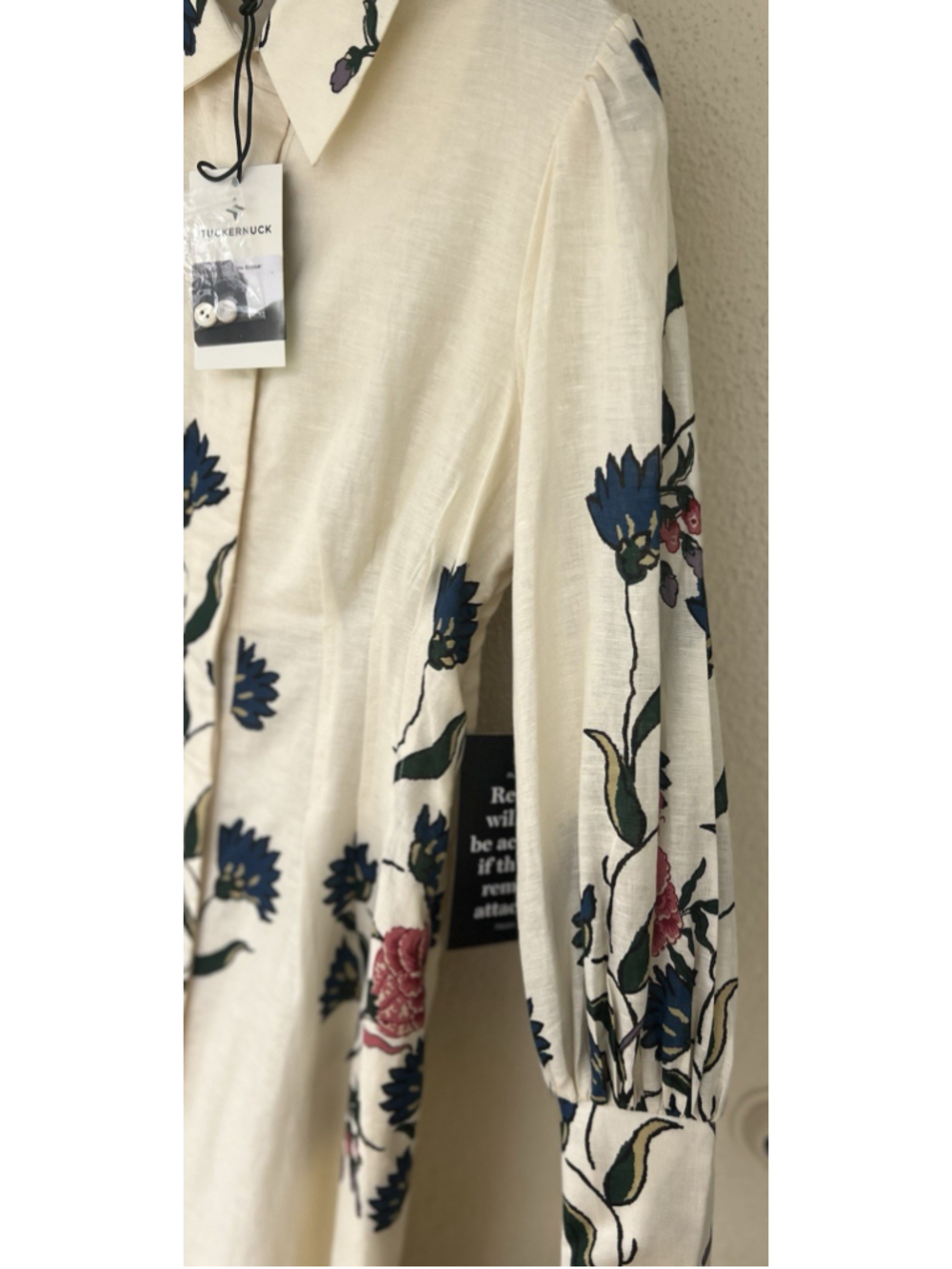 Tuckernuck Belle Bouquet Cotton Linen Therese Puff Sleeve Dress No Belt Garden - Picture 9 of 11